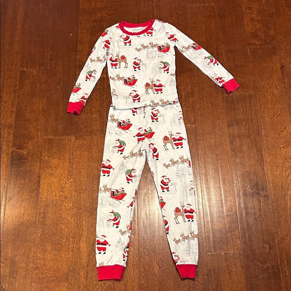 Pottery Barn Kids Red and White Santa Pajama Set, Size 8